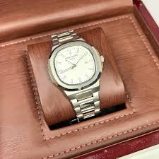 Patek Philippe White Dial Men's Stainless Steel Watch